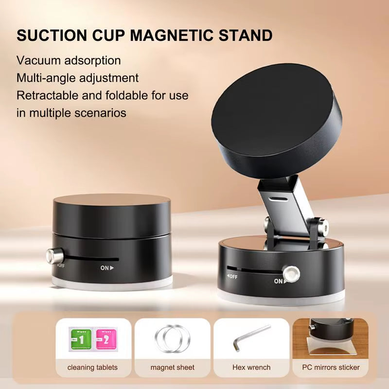 360-Degree Rotatable Vacuum Magnetic Suction Cup Phone Stand - Ideal for Cars, Trucks, and SUVs